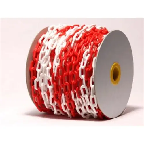 Chaîne de signalisation PVC rouge et blanche Ø8 mm – rouleau de 20 m